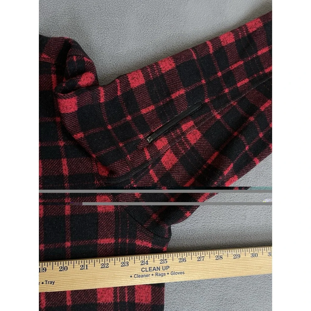 The North Face Men's XL Red Black Buffalo Plaid Fleece Quarter Zip Pullover